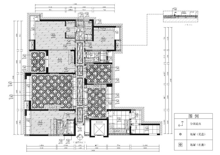 [湖南]岳阳208㎡欧式样板间施工图+实景拍摄-地面铺装图