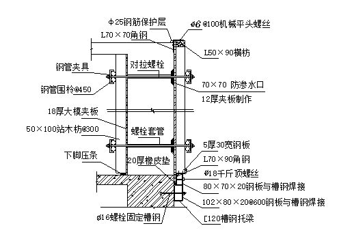 [贺州]框剪结构豪华住宅工程施工组织设计-64外墙标准大模构造示意