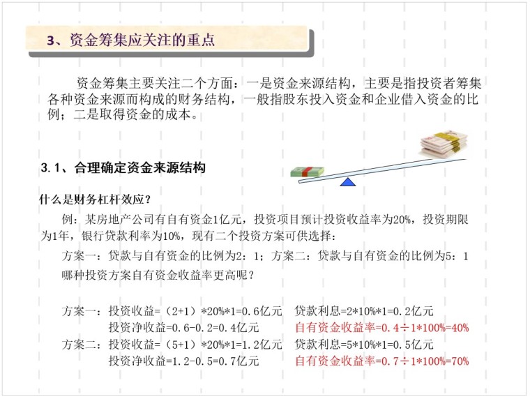 房地产项目总经理培训讲义：房地产项目资金-5、资金筹集应关注的重点