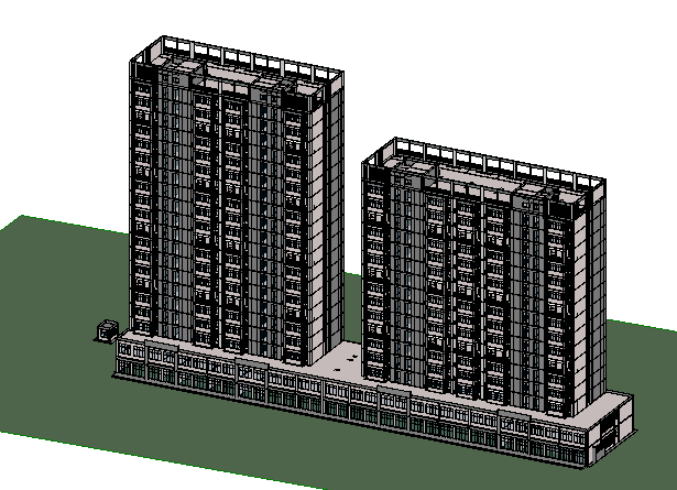 高层住宅小区20层楼BIM模型