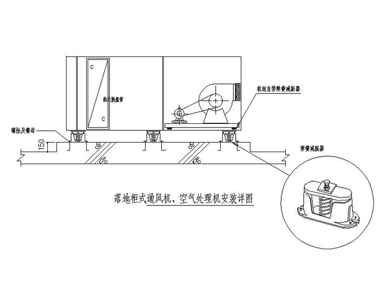 通風機_風櫃及風機盤管安裝詳圖cad