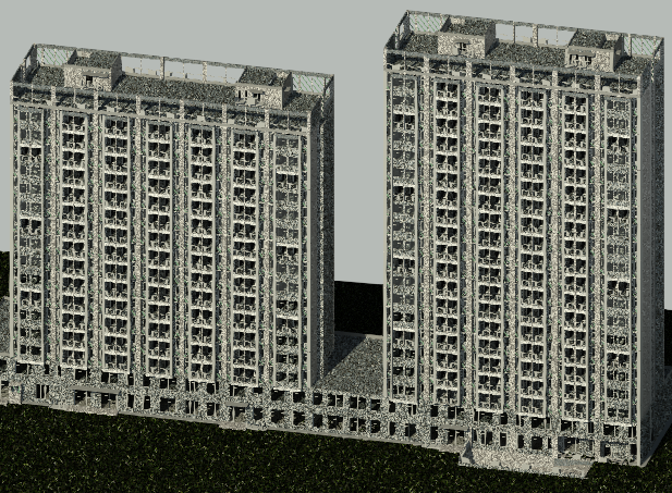 高层住宅小区20层楼BIM练习模型-渲染图