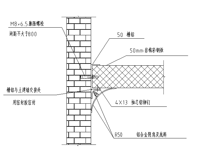 节点图隔墙资料下载-彩钢板隔墙连接节点图