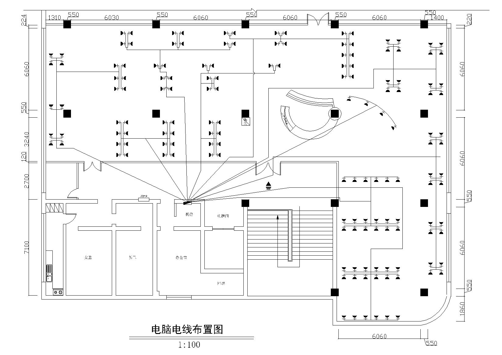 办公室网线工位布线图图片