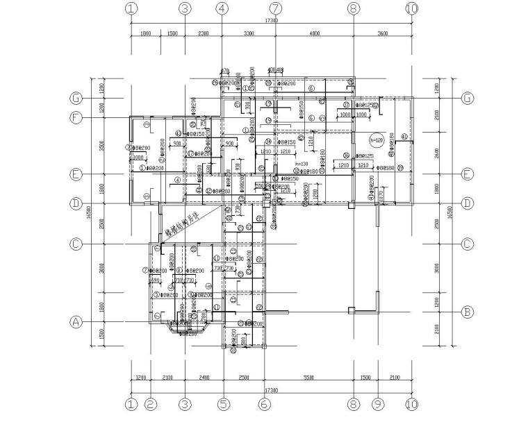 cad异形施工图资料下载-某小区别墅异形柱混凝土结构施工图（CAD）
