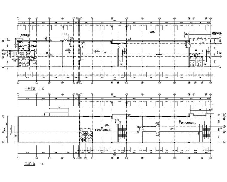 2层建筑施工cad资料下载-某2层工厂车间结构施工图（CAD含建筑）