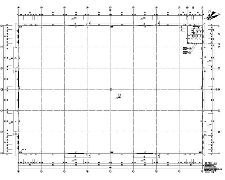 双跨钢结构厂房剖面资料下载-43米双跨钢结构厂房结构施工图（CAD）