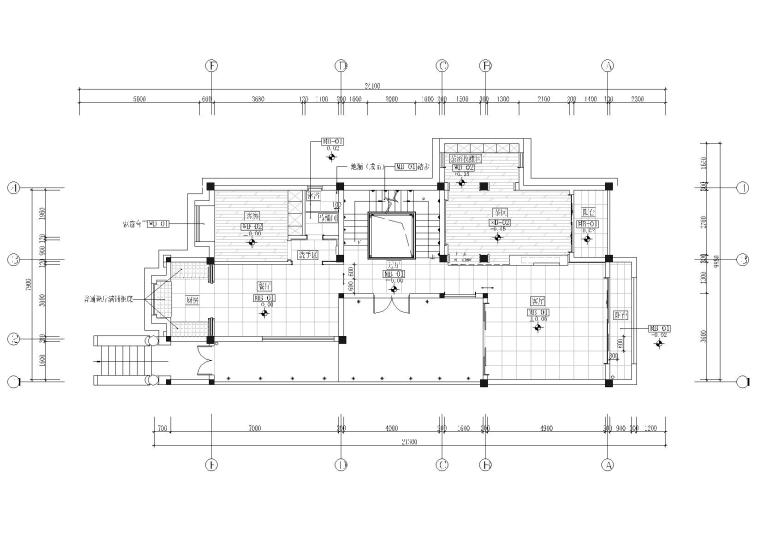 ​[福建]380㎡现代四居室别墅样板房施工图-一层地面铺装图