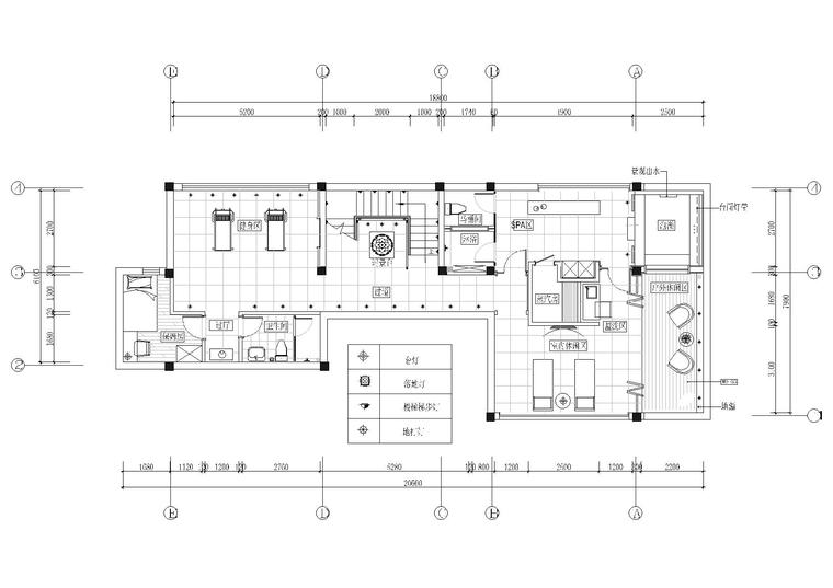 ​[福建]380㎡现代四居室别墅样板房施工图-负一层平面布置图