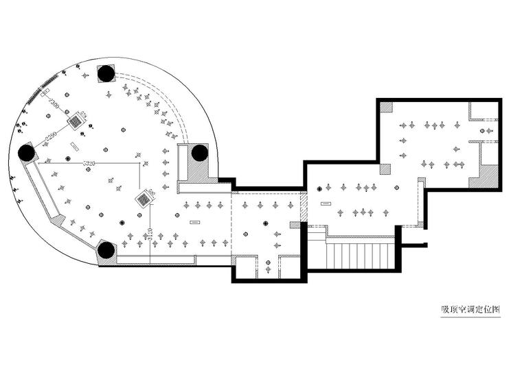 170平方异形体育品牌专卖店施工图-吸顶灯空调定位图