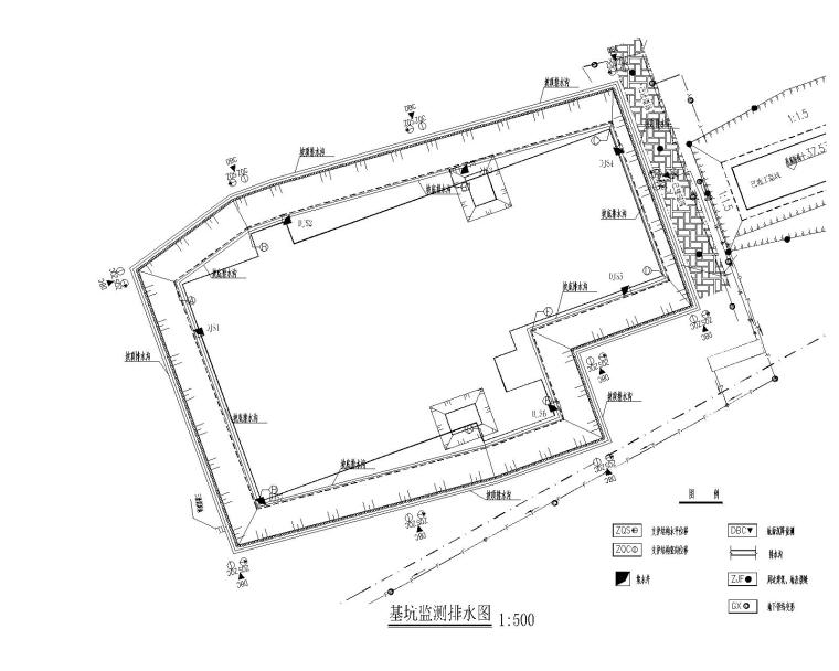 实训楼基坑围护结构设计图及勘察报告2019-基坑监测排水图