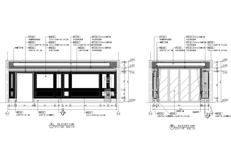 [成都]法式三居室平层样板间施工图+实景-客厅立面图