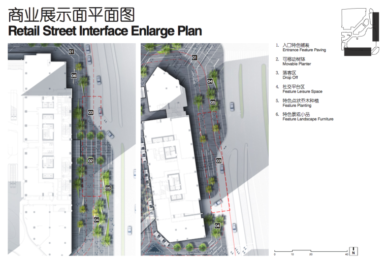 [广西]桂林顶级现代都市商业区景观设计方案-商业展示面平面图