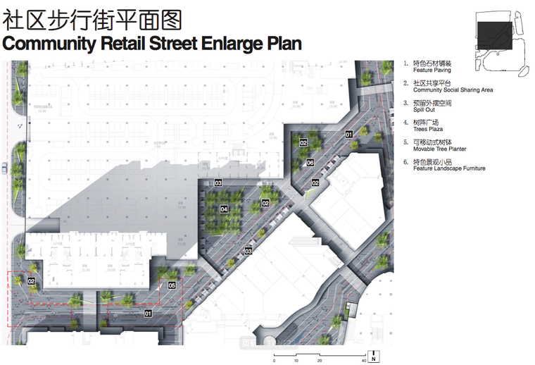 [广西]桂林顶级现代都市商业区景观设计方案-社会步行街平面图