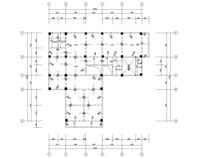 小型施工图全套资料下载-小型私人五层住宅混凝土结构施工图（CAD）