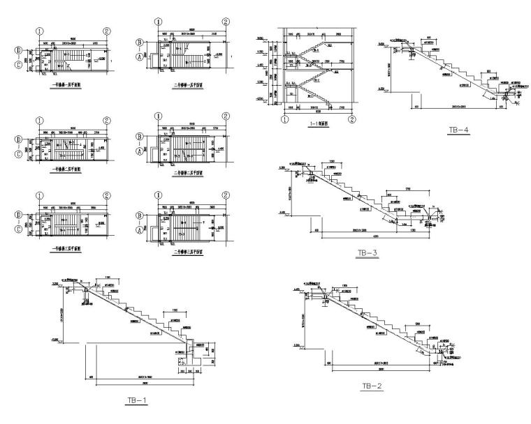 某三层钢框架办公楼结构施工图（CAD）-楼梯布置图