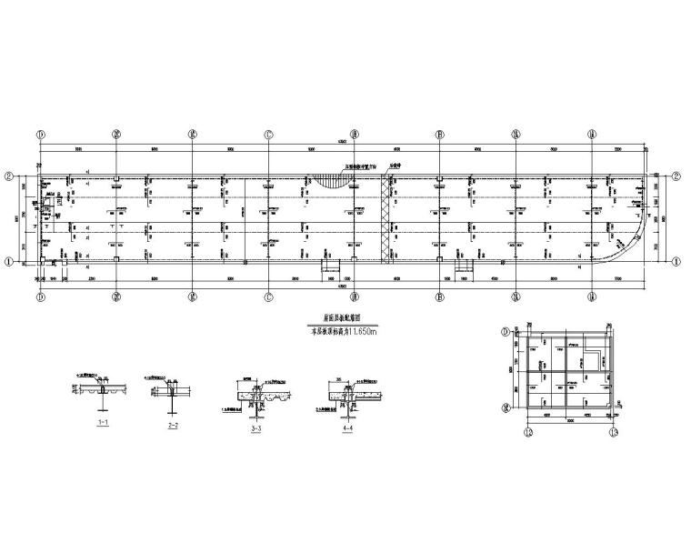 某三层钢框架办公楼结构施工图（CAD）-屋顶结构平面图