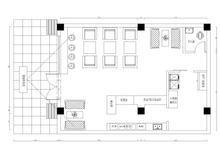 中式家具店装修店面效果图资料下载-奶茶咖啡店设计施工图_附效果图