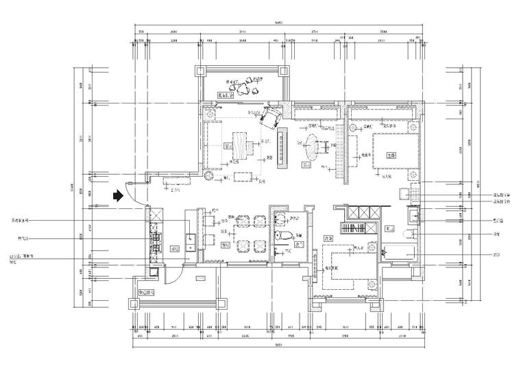 [成都]​70㎡现代休闲两居室样板房施工图-平面布置图