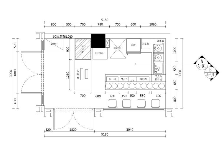 奶茶咖啡施工图资料下载-[广东]深圳奶茶咖啡商铺店施工图_附效果图