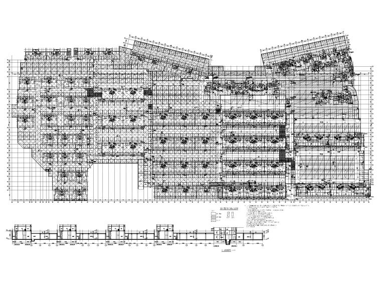 高层住宅_商业及公建配套用房建筑施工图-地库整体平面示意图