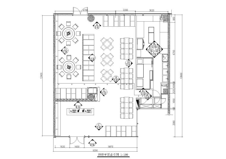 150㎡左右餐厅施工图+附3Ｄ模型+附效果图-索引图