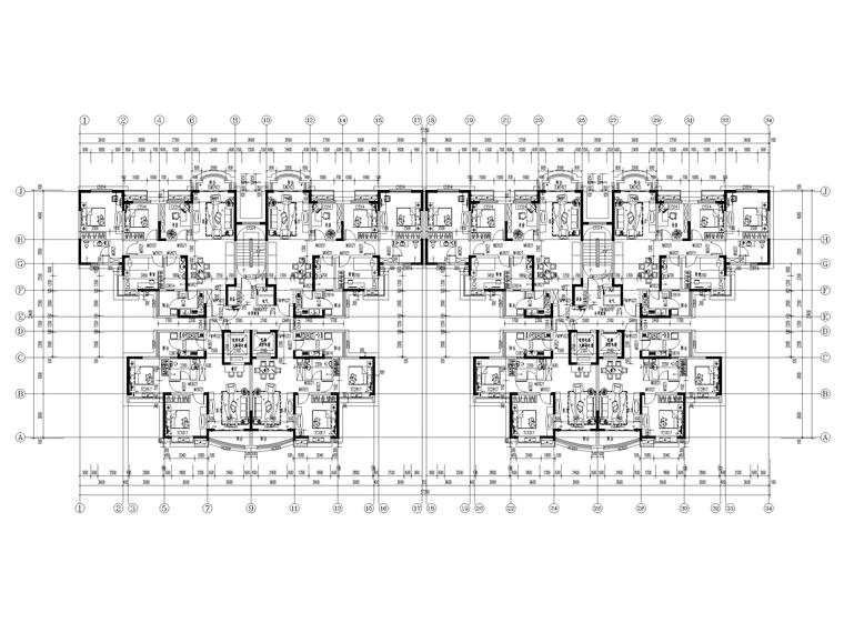 [新疆]高层保障性住房及商业配套建筑施工图-四-十七层平面图