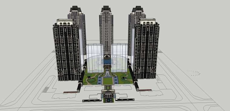 豪宅总体模型资料下载-[安徽]新古典大都会豪宅建筑模型设计