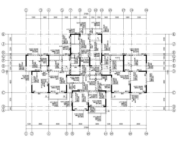 某22层高层住宅剪力墙结构施工图（CAD）-结构配筋图