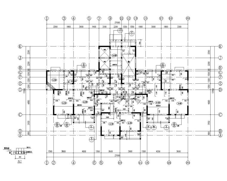 某22层高层住宅剪力墙结构施工图（CAD）-结构平面图