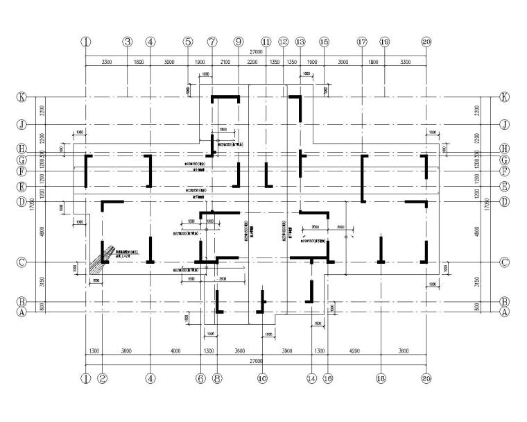 某22层高层住宅剪力墙结构施工图（CAD）-基础布置图