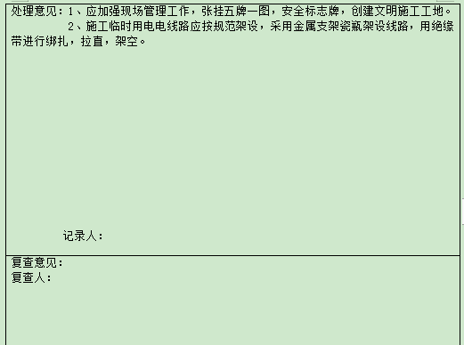 工程临时用电巡检表资料下载-监理安全巡检记录表