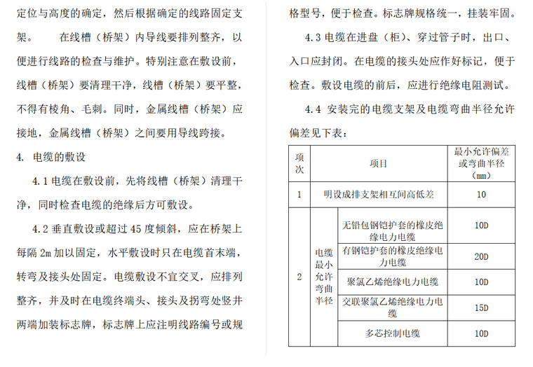 50栋机电安装工程施工方案-电缆的敷设