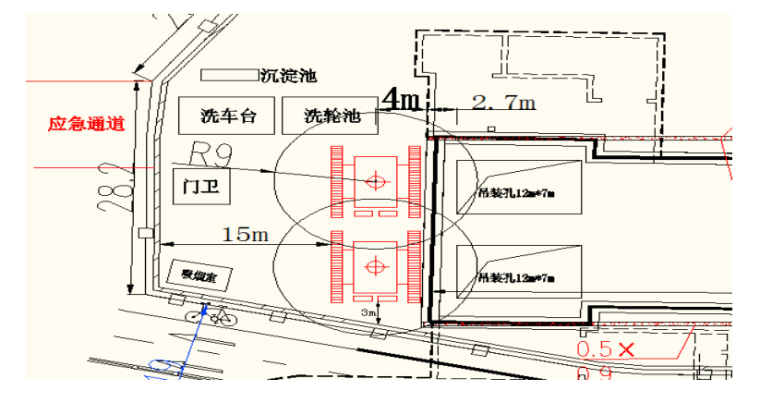 [常州]地铁站盾构机吊装吊拆安全专项方案-吊拆出井场地布置图