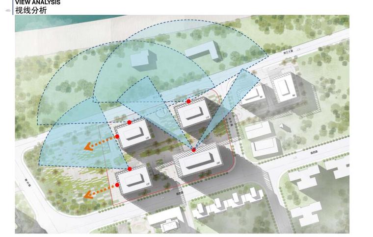 [上海]沿岸现代风格商业办公建筑方案设计-视线分析