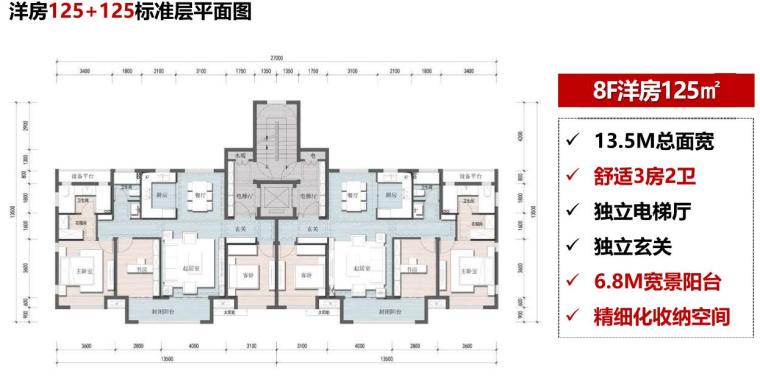 新亚洲风格轻奢小高层+洋房+叠拼住宅方案-120+120标准层平面图