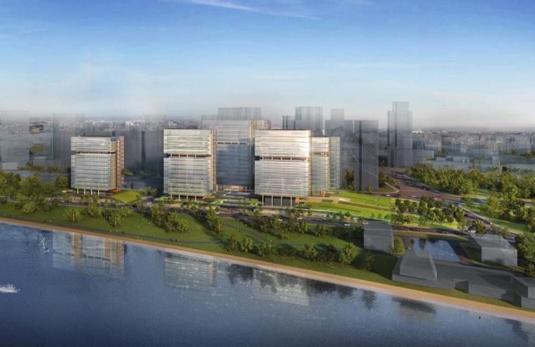 4层现代风格办公商业资料下载-[上海]现代风格沿岸滨水商业办公方案设计