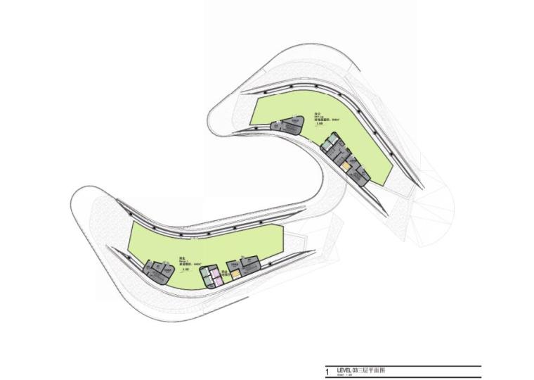 [上海]新型滨江办公写字楼建筑方案设计-三层平面图