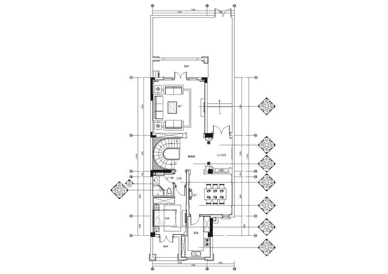 简欧别墅建筑图资料下载-[南京]三层简欧四居室别墅样板间​施工图