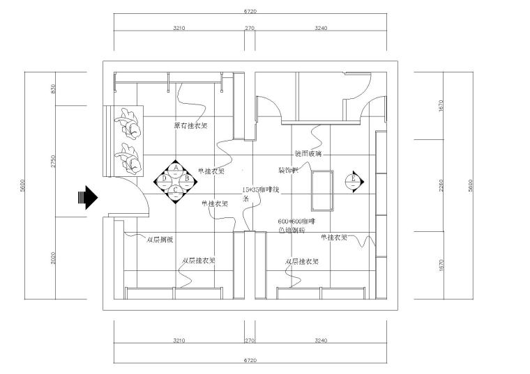 平方服装店cad资料下载-[学生设计]38平方简单服装店装修施工图纸