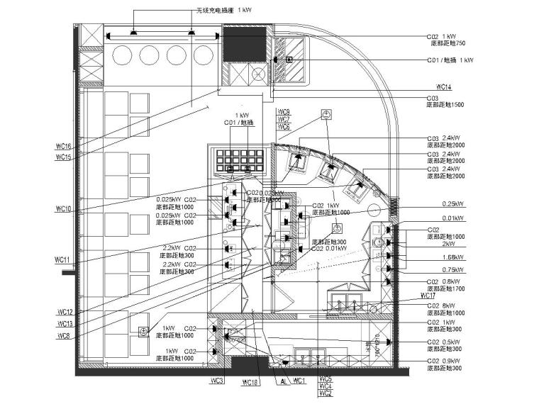 [北京]知名冰激凌店装修项目电气施工图-2插座平面图