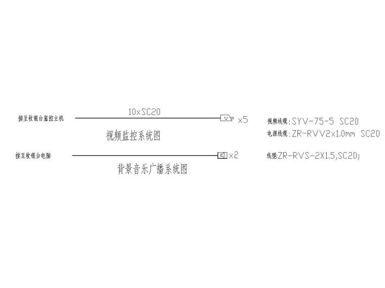 [北京]知名冰激凌店装修项目电气施工图-6视频监控系统他、背景音乐广播系统图