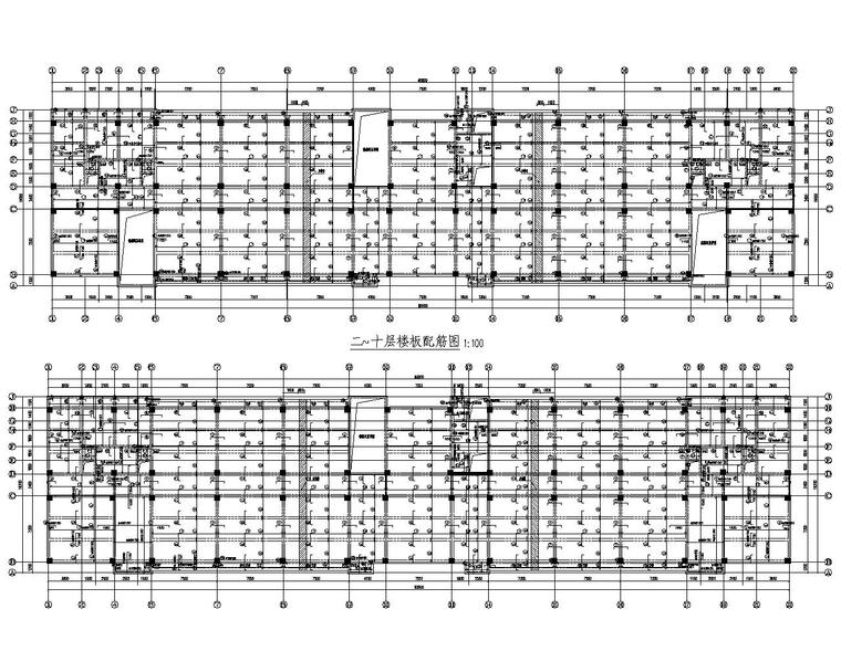 某10层办公楼框架构施工图（CAD含建筑）-结构平面图