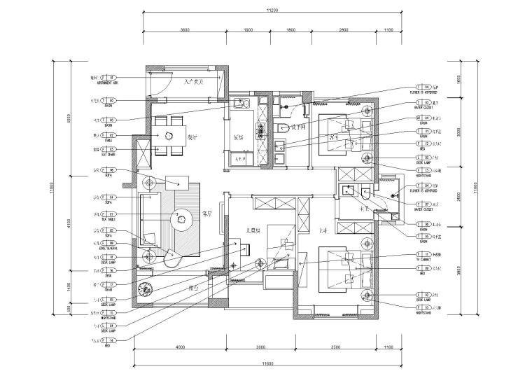 120平方米样板房设计资料下载-[天津]120㎡美式田园三居样板房设计施工图