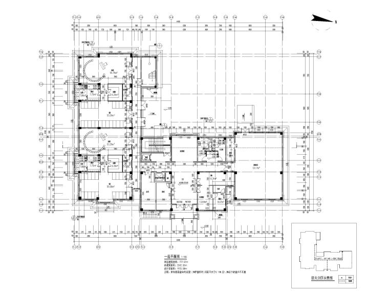 三层6班幼儿园建筑施工图_框架结构-一层平面图