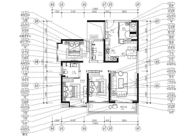 现代居室实景资料下载-[广东]​115㎡现代三居室公馆施工图+实景图