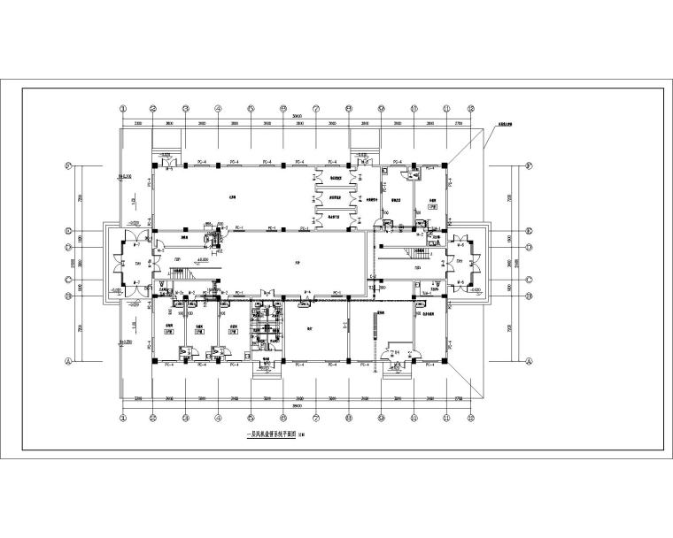 河南某生活区综合楼空调设计（内含负荷表）-一层风机盘管平面图