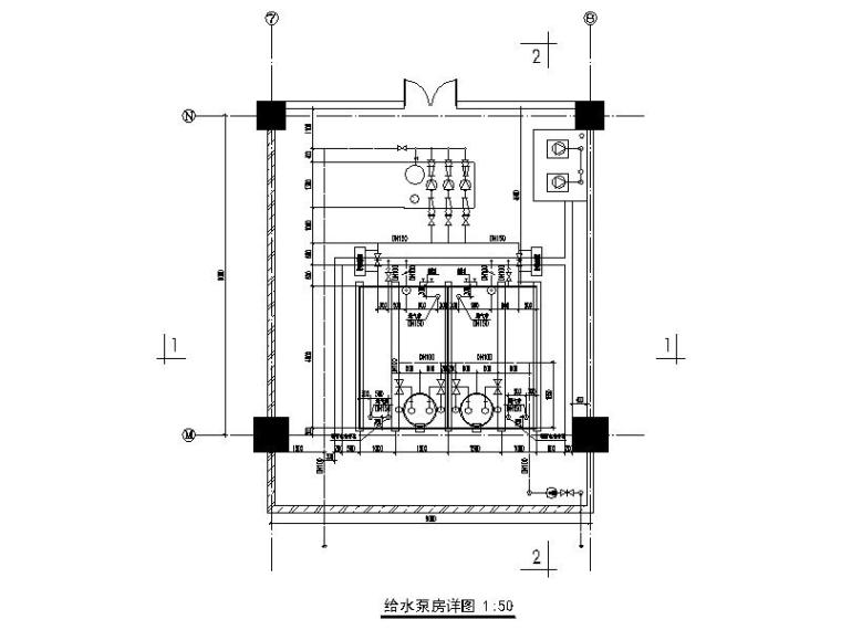 给水泵房_中水泵房详图CAD版本-给水泵房详图2