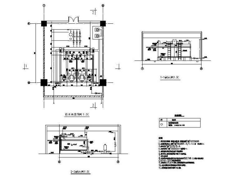 水泵房建筑cad资料下载-给水泵房_中水泵房详图CAD版本