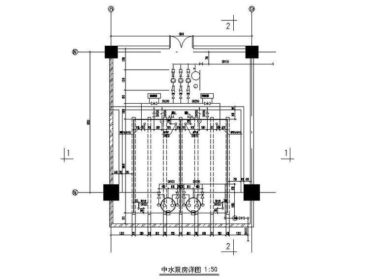 给水泵房_中水泵房详图CAD版本-中水泵房详图2